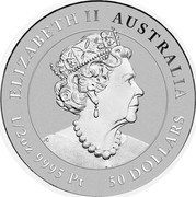 Australia 50 Dollars (White Bellied Sea Eagle. Bullion) ELIZABETH II AUSTRALIA 1/2OZ 9995 PT 50 DOLLARS JC coin obverse Australia 50 Dollars (White Bellied Sea Eagle. Bullion) ELIZABETH II AUSTRALIA 1/2OZ 9995 PT 50 DOLLARS JC coin obverse