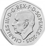 UK 50 Pence (Mary Poppins. Colored) CHARLES III D G REX F D 50 PENCE 2025 MJ coin obverse