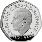 UK 50 Pence (Red Arrows) CHARLES III D G REX F D 50 PENCE 2025 MJ coin obverse