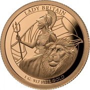 Samoa 50 Tala (Lady Britain) LADY BRITAIN 1 G. 917 FINEST GOLD coin reverse Samoa 50 Tala (Lady Britain) LADY BRITAIN 1 G. 917 FINEST GOLD coin reverse
