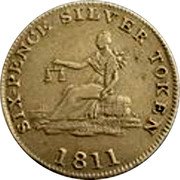 UK Six Pence Token 1811 Yorkshire. Sheffield 1811  SIX PENCE SILVER TOKEN 1811 coin reverse UK Six Pence Token 1811 Yorkshire. Sheffield 1811  SIX PENCE SILVER TOKEN 1811 coin reverse