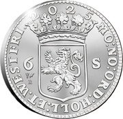 Netherlands 6 Stuiver 1705 Scheepjesschelling 2025 ☤ raven Proof 2025 MO:NO: ORD:HOLL:ET:WESTFRI 6 S R coin obverse Netherlands 6 Stuiver 1705 Scheepjesschelling 2025 ☤ raven Proof 2025 MO:NO: ORD:HOLL:ET:WESTFRI 6 S R coin obverse
