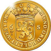 Netherlands 6 Stuiver (1705 Scheepjesschelling. Piedfort) 2025 MO:NO: ORD:HOLL:ET:WESTFRI 6 S R coin obverse Netherlands 6 Stuiver (1705 Scheepjesschelling. Piedfort) 2025 MO:NO: ORD:HOLL:ET:WESTFRI 6 S R coin obverse