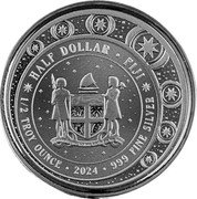 Fiji Half Dollar (Mythical Creatures. Unicorn) REREVAKA NA KALOU KA DOKA NA TUI HALF DOLLAR FIJI 1/2 TROY OUNCE 2024 999 FINE SILVER coin obverse Fiji Half Dollar (Mythical Creatures. Unicorn) REREVAKA NA KALOU KA DOKA NA TUI HALF DOLLAR FIJI 1/2 TROY OUNCE 2024 999 FINE SILVER coin obverse