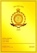 Niue Ten Dollars (DC 90th Anniversary. Golden Age. Action Comics #1) PUBLIC SEAL OF NIUE ATUA NIUE TUKULAGI TEN DOLLARS 2025 ACTION COMICS ISSUE #001 JUNE 1938 5 OZ 999 FINE SILVER SUPERMAN © & TM DC (S25) 001/500 coin obverse Niue Ten Dollars (DC 90th Anniversary. Golden Age. Action Comics #1) PUBLIC SEAL OF NIUE ATUA NIUE TUKULAGI TEN DOLLARS 2025 ACTION COMICS ISSUE #001 JUNE 1938 5 OZ 999 FINE SILVER SUPERMAN © & TM DC (S25) 001/500 coin obverse