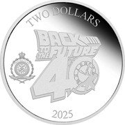 Niue Two Dollars (Back to the Future 40th Anniversary) BACK TO THE FUTURE 40 PUBLIC SEAL OF NIUE ATUA NIUE TUKULAGI TWO DOLLARS 2025 coin obverse Niue Two Dollars (Back to the Future 40th Anniversary) BACK TO THE FUTURE 40 PUBLIC SEAL OF NIUE ATUA NIUE TUKULAGI TWO DOLLARS 2025 coin obverse