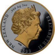 New Zealand Two Dollars (Little Spotted Kiwi) NEW ZEALAND .999 AG 2OZ ELIZABETH II 2022 IRB coin obverse New Zealand Two Dollars (Little Spotted Kiwi) NEW ZEALAND .999 AG 2OZ ELIZABETH II 2022 IRB coin obverse
