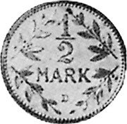 Germany 1/2 Mark (Pattern) KM# Pn80 1/2 MARK D coin reverse