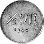 Germany 1/2 Mark (Pattern) KM# Pn27 1/2 M 1922 coin reverse