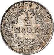 Germany 1/2 Mark (Wilhelm I Pattern. Laurel) DEUTSCHES REICH 1/2 MARK 1877 coin reverse
