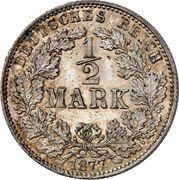 Germany 1/2 Mark (Wilhelm I Pattern. Oak) DEUTSCHES REICH 1/2 MARK 1877 coin reverse