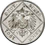 Germany 1/2 Mark Wilhelm II Type 2. Small Shield. Pattern 1901 D KM# Pn71 DEUTSCHES REICH 1901 coin obverse