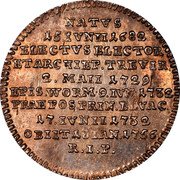 Germany 1/32 Thaler 1756 KM# 265 Trier / Archbishopric / Regular Coinage coin reverse