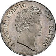 Germany 1 Conventionsthaler (Louis I Geschichtstaler. Accession to Power. Pattern) LUDWIG I KOENIG VON BAYERN ZEHN EINE FEINE MARK coin obverse