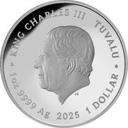 Tuvalu 1 Dollar (50th Anniversary of Australia's Full-Time Colour Broadcasting) KING CHARLES III TUVALU JC 1OZ 9999 AG 2025 1 DOLLAR coin obverse Tuvalu 1 Dollar (50th Anniversary of Australia's Full-Time Colour Broadcasting) KING CHARLES III TUVALU JC 1OZ 9999 AG 2025 1 DOLLAR coin obverse