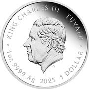 Tuvalu 1 Dollar (Donatello) KING CHARLES III TUVALU JC 1OZ 9999 AG 2025 1 DOLLAR coin obverse Tuvalu 1 Dollar (Donatello) KING CHARLES III TUVALU JC 1OZ 9999 AG 2025 1 DOLLAR coin obverse