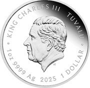 Tuvalu 1 Dollar (Jimi Hendrix) KING CHARLES III TUVALU JC 1OZ 9999 AG 2025 1 DOLLAR coin obverse Tuvalu 1 Dollar (Jimi Hendrix) KING CHARLES III TUVALU JC 1OZ 9999 AG 2025 1 DOLLAR coin obverse