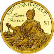 Samoa 1 Dollar (Maria Theresa 300th Anniversary) KM# 373 300TH ANNIVERSARY MARIA THERESA $1 coin reverse Samoa 1 Dollar (Maria Theresa 300th Anniversary) KM# 373 300TH ANNIVERSARY MARIA THERESA $1 coin reverse