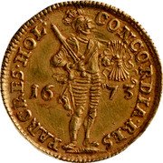 Netherlands 1 Ducat (Amsterdam. Piedfort of 2 Ducat Weight) CONCORDIA RES PAR CRES HOL 1673 coin obverse Netherlands 1 Ducat (Amsterdam. Piedfort of 2 Ducat Weight) CONCORDIA RES PAR CRES HOL 1673 coin obverse