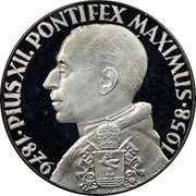 Germany 1 Ducat (Argenteus Issues. Pope Pius XII) X# M38 PIUS XII. PONTIFEX MAXIMUS 1876 1958 coin reverse Germany 1 Ducat (Argenteus Issues. Pope Pius XII) X# M38 PIUS XII. PONTIFEX MAXIMUS 1876 1958 coin reverse