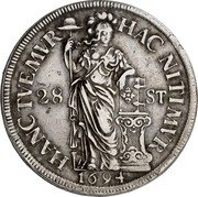 Netherlands 1 Florin Holland Province. Pattern 1694  HAC NITIMVR HANC TVEMVR 28 ST 1694 coin reverse