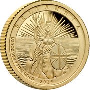 UK 1 Pound (Britannia Issue) BRITANNIA BMJ 1/20 OZ 999.9 FINE GOLD 2025 coin reverse UK 1 Pound (Britannia Issue) BRITANNIA BMJ 1/20 OZ 999.9 FINE GOLD 2025 coin reverse