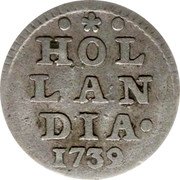 Netherlands 1 Stuiver (Bezemstuiver Incuse Obverse) HOL LAN DIA 1739 coin obverse Netherlands 1 Stuiver (Bezemstuiver Incuse Obverse) HOL LAN DIA 1739 coin obverse