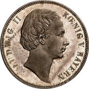 Germany 1 Vereinsthaler (Louis II Obverse Trial) LUDWIG II KŒNIG V. BAYERN coin obverse