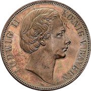 Germany 1 Vereinsthaler (Louis II Obverse Trial) LUDWIG II KŒNIG V. BAYERN coin obverse