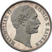 Germany 1 Vereinsthaler (Maximilian II Obverse Trial) MAXIMILIAN II KŒNIG V. BAYERN coin obverse