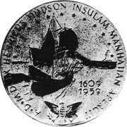 Germany 10 Ducat (Aureus Magnus Issues. 350th Anniversary Hudson in Manhattan) X# M68 A D MDCIX HENRICUS HUDSON INSULAM MANHATTAN APERUIT 1609 1959 coin reverse Germany 10 Ducat (Aureus Magnus Issues. 350th Anniversary Hudson in Manhattan) X# M68 A D MDCIX HENRICUS HUDSON INSULAM MANHATTAN APERUIT 1609 1959 coin reverse
