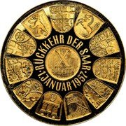 Germany 10 Ducat (Aureus Magnus Issues. Return of Saarland to West Germany) X# M24 RÜCKKEHR DER SAAR 1.JANUAR 1957 coin reverse