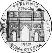Germany 10 Ducat (Aureus Magnus Issues. Rome) X# M6 FAMA PERENNIS ERIT 1947 ROMA ÆTERNA 753 A.CHR. coin reverse
