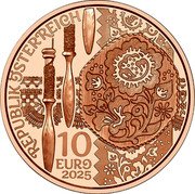 Austria 10 Euro (Aufdirndln. Linen) REPUBLIK ÖSTERREICH 10 EURO 2025 coin obverse Austria 10 Euro (Aufdirndln. Linen) REPUBLIK ÖSTERREICH 10 EURO 2025 coin obverse