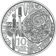 Austria 10 Euro (Aufdirndln. Linen. Colored) REPUBLIK ÖSTERREICH 10 EURO 2025 coin obverse Austria 10 Euro (Aufdirndln. Linen. Colored) REPUBLIK ÖSTERREICH 10 EURO 2025 coin obverse