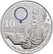 Spain 10 Euro (Women's Day. Maria Moliner) MARÍA MOLINER 10 EURO M IGUALDAD 8-M DÍA INTERNACIONAL DE LA MUJER coin reverse