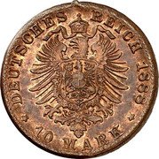 Germany 10 Marks (Frederick I Pattern) DEUTSCHES REICH 1888 10 MARK coin reverse