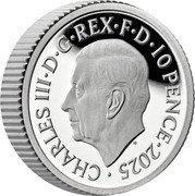 UK 10 Pence (Britannia Issue) CHARLES III D G REX F D 10 PENCE 2025 MJ coin obverse UK 10 Pence (Britannia Issue) CHARLES III D G REX F D 10 PENCE 2025 MJ coin obverse