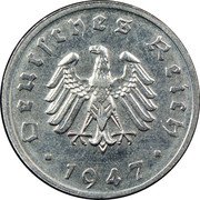 Germany 10 Pfennig (Pattern. Copper-Nickel Plated) KM# Pn395 DEUTSCHES REICH 1947 coin obverse