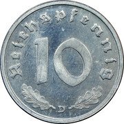 Germany 10 Pfennig (Pattern) KM# Pn394 10 REICHSPFENNIG D coin reverse