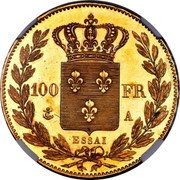 France 100 Francs (Charles X Pattern) 100 FR A ESSAI coin reverse France 100 Francs (Charles X Pattern) 100 FR A ESSAI coin reverse