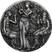 Tuvalu 2 Dollars (Fate. The Moirai) P coin reverse Tuvalu 2 Dollars (Fate. The Moirai) P coin reverse