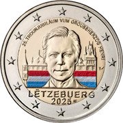 Luxembourg 2 Euro (25 Years of Grand Duke Henri on the Throne. Coloured) 25. TROUNJUBILÄUM VUM GROUSSHERZOG HENRI LËTZEBUERG 2025 MAF coin obverse