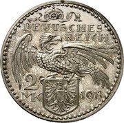 Germany 2 Marks (Louis III Pattern. Eagle above Shield. Karl Goetz) DEUTSCHES REICH 2 MK 1913 coin reverse