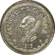 Mexico 2 Pesos (Provisional Government. Unfinished Truncation) ESTADO L. Y S. DE OAXACA 1915 coin obverse Mexico 2 Pesos (Provisional Government. Unfinished Truncation) ESTADO L. Y S. DE OAXACA 1915 coin obverse