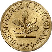 Germany 2 Pfennig Pattern 1959 F KM# Pn401 BUNDESREPUBLIK DEUTSCHLAND 1959 coin obverse Germany 2 Pfennig Pattern 1959 F KM# Pn401 BUNDESREPUBLIK DEUTSCHLAND 1959 coin obverse