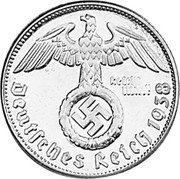 Germany 2 Reichsmark (Medallic Coinage. Pattern) X# 27 DEUTSCHES REICH 1938 REICHS MARK coin reverse Germany 2 Reichsmark (Medallic Coinage. Pattern) X# 27 DEUTSCHES REICH 1938 REICHS MARK coin reverse