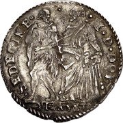 Italy 2 Sedicines (Francis Maria II della Rovere Two Saints. Pesaro) M D DOI SEDICINE PISAVRI coin reverse Italy 2 Sedicines (Francis Maria II della Rovere Two Saints. Pesaro) M D DOI SEDICINE PISAVRI coin reverse