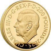 UK 200 Pounds (Stories of the Second World War) CHARLES III D G REX F D 200 POUNDS 2025 MJ coin obverse UK 200 Pounds (Stories of the Second World War) CHARLES III D G REX F D 200 POUNDS 2025 MJ coin obverse