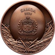 Samoa 25 Cents (Short-eared Owl) 2025 25 CENTS FA'AVAE I LE ATUA SAMOA SAMOA coin obverse Samoa 25 Cents (Short-eared Owl) 2025 25 CENTS FA'AVAE I LE ATUA SAMOA SAMOA coin obverse